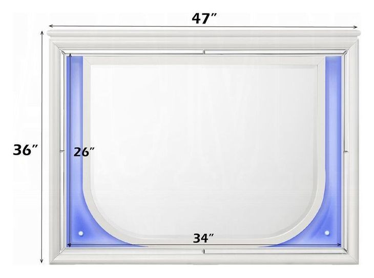 Tarian Pearl White Rectangular Dresser Mirror with LED