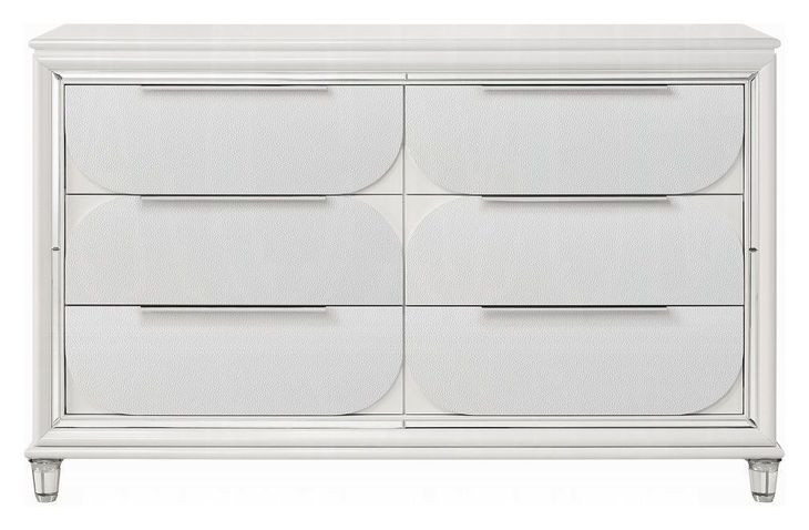 Tarian Pearl White 6 Drawer Dresser