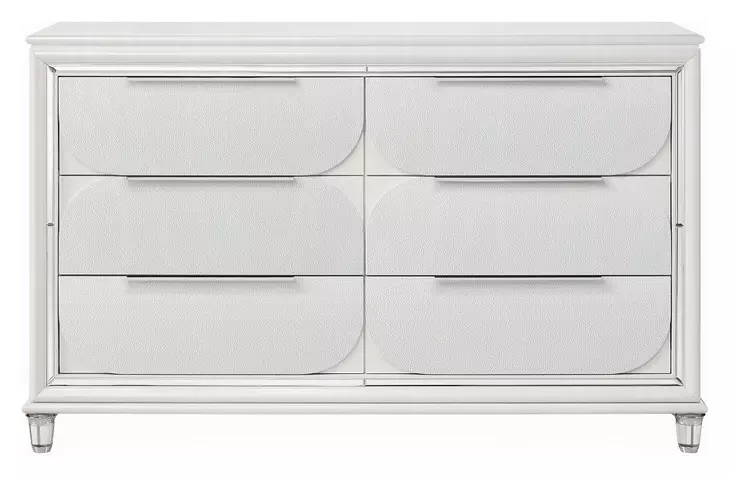 Tarian Pearl White 6 Drawer Dresser