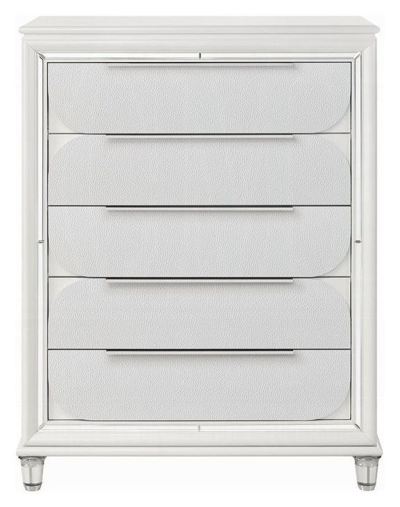 Tarian Pearl White 5 Drawer Chest