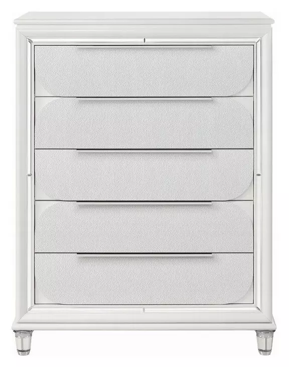 Tarian Pearl White 5 Drawer Chest