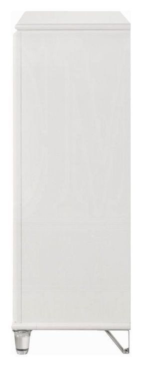 Tarian Cream and Pearl White Upholstered Storage Panel Bedroom Set with LED