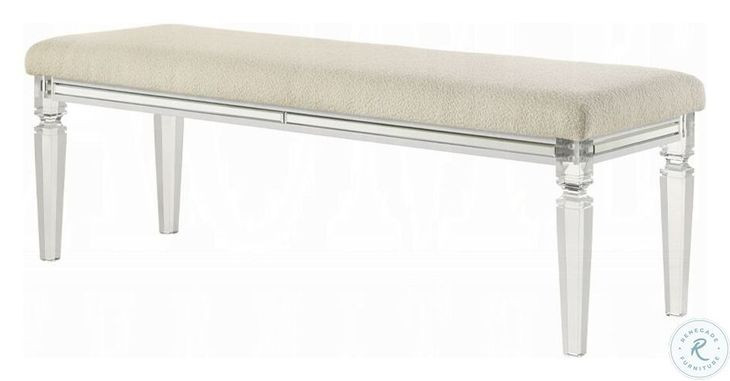 Tarian Pearl White 54" Upholstered Bench