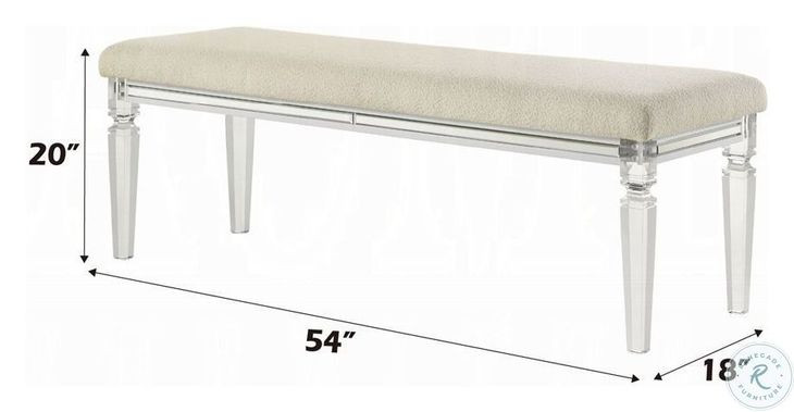Tarian Pearl White 54" Upholstered Bench
