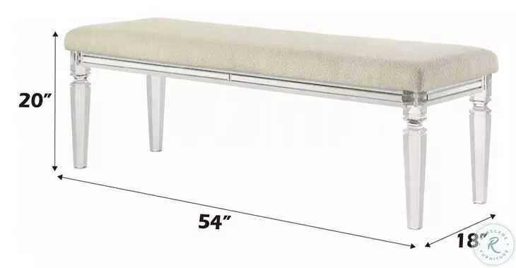Tarian Pearl White 54" Upholstered Bench