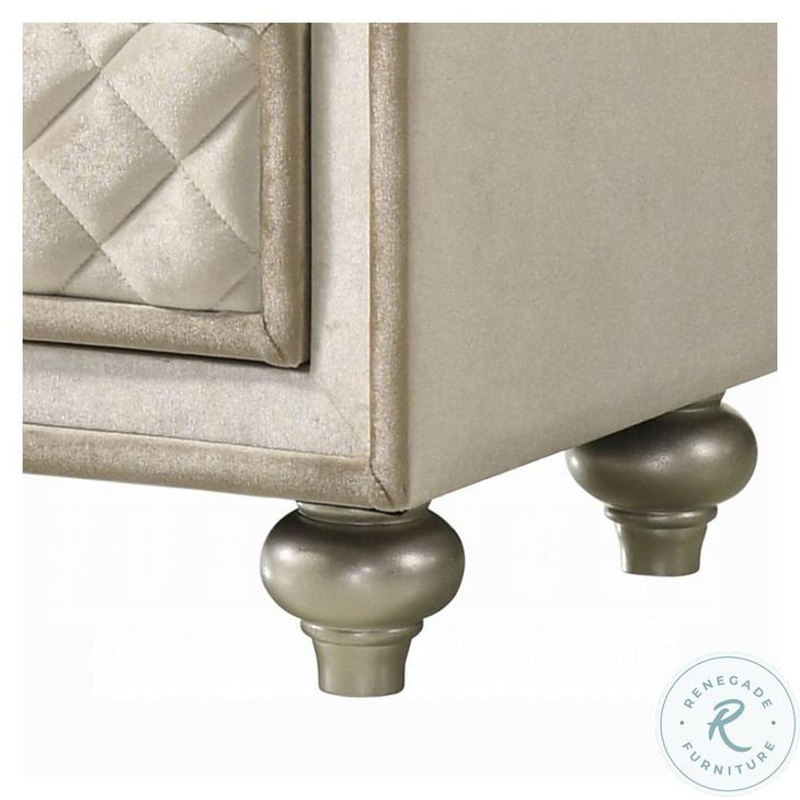 Lucienne Beige Velvet 3 Drawer Nightstand