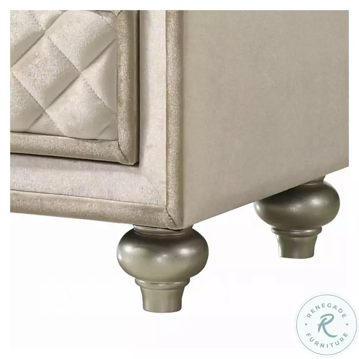 Lucienne Beige Velvet 3 Drawer Nightstand