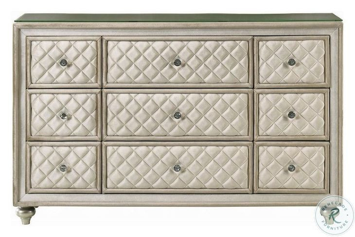 Lucienne Beige Velvet 9 Drawer Dresser