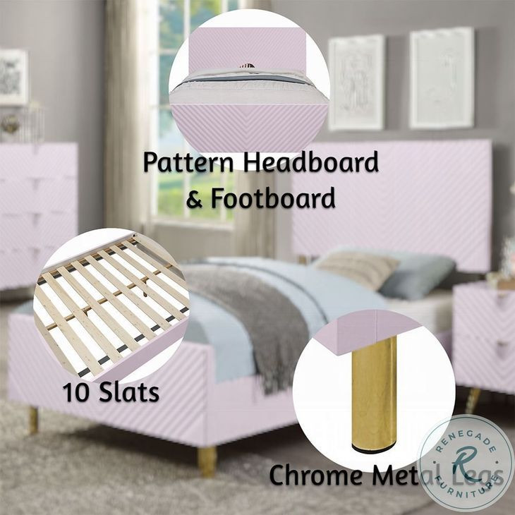 Gaines Pink High Gloss Full Panel Bed