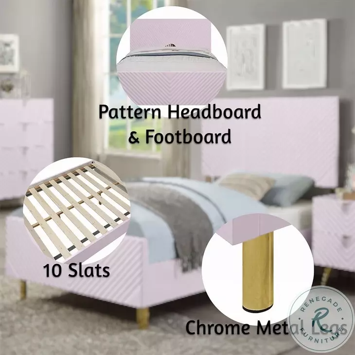 Gaines Pink High Gloss Full Panel Bed