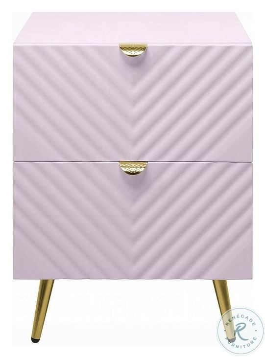 Gaines Pink High Gloss 2 Drawer Nightstand