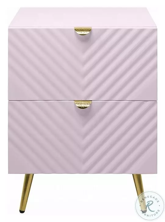Gaines Pink High Gloss 2 Drawer Nightstand