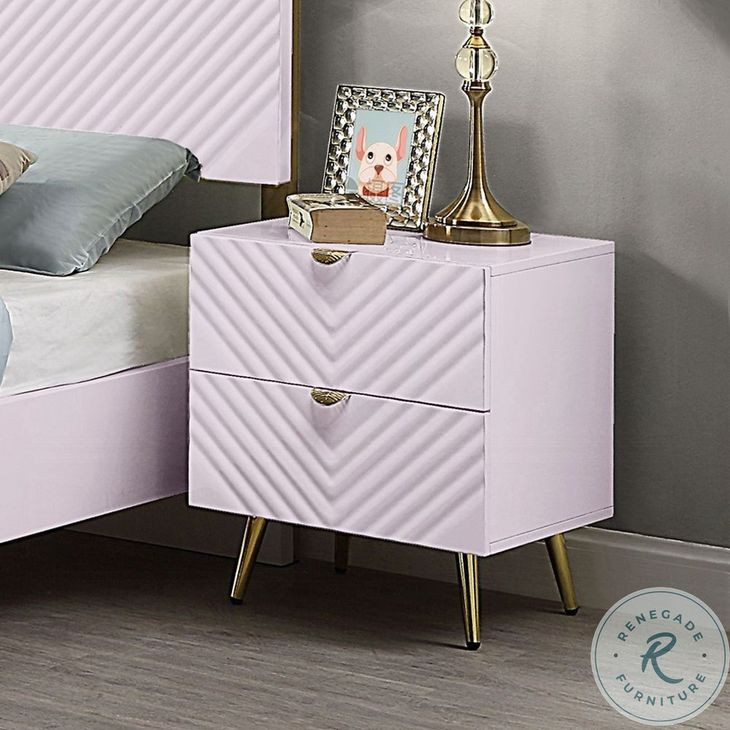 Gaines Pink High Gloss 2 Drawer Nightstand