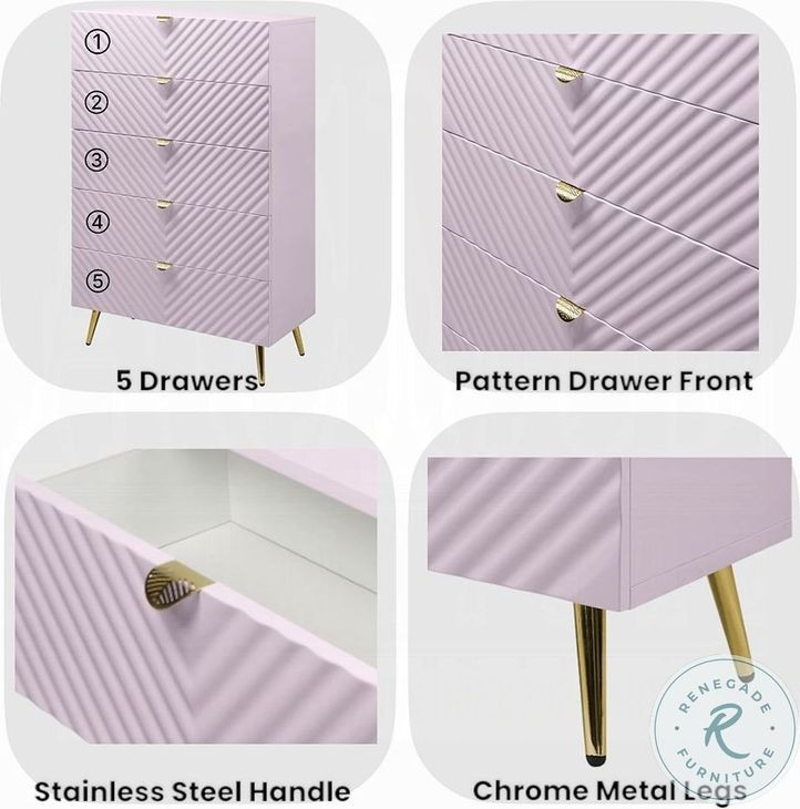 Gaines Pink High Gloss 4 Drawer Chest