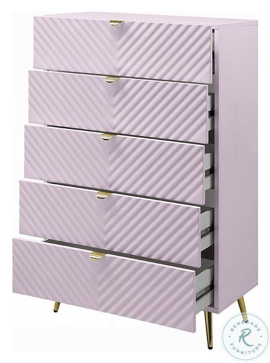 Gaines Pink High Gloss Youth Panel Bedroom Set