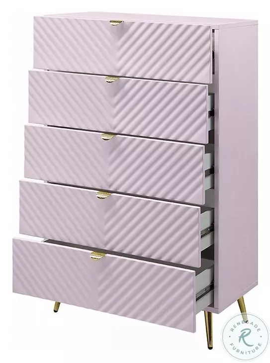Gaines Pink High Gloss Youth Panel Bedroom Set