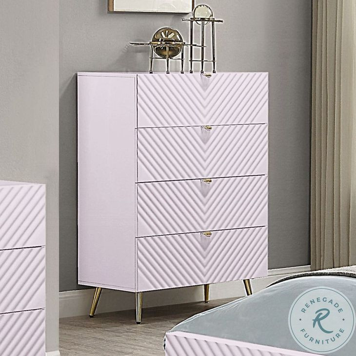 Gaines Pink High Gloss 4 Drawer Chest