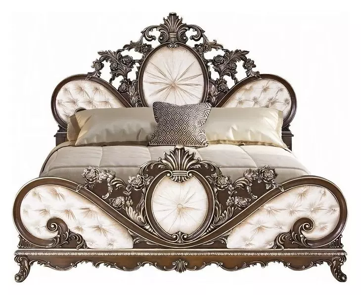 Devany Cream and Cherry Queen Upholstered Panel Bed from ACME