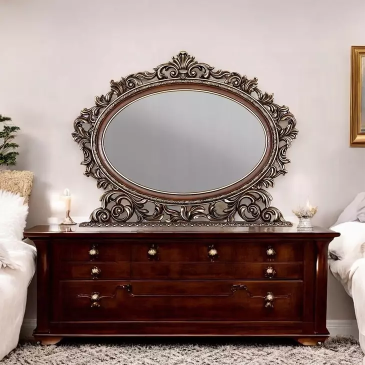 Devany Cherry Oval Dresser Mirror from ACME Furniture | Coleman