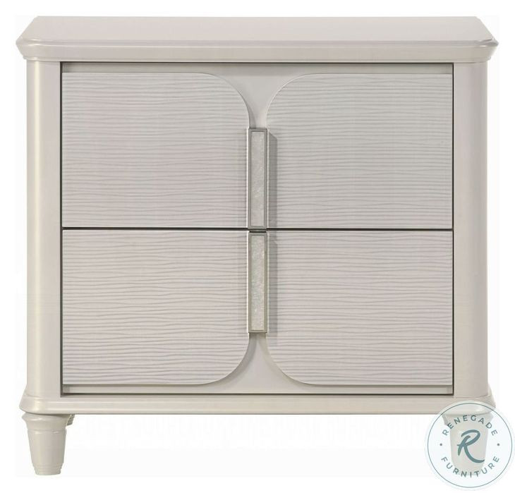 Laveda Pearl White 2 Drawer Nightstand