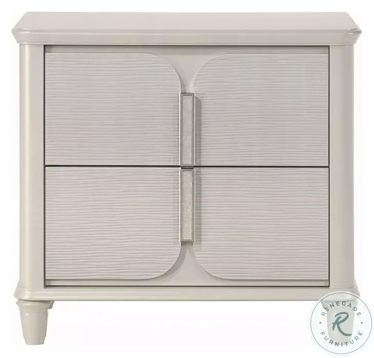 Laveda Pearl White 2 Drawer Nightstand