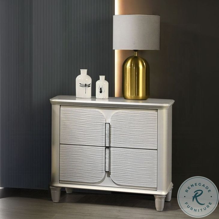 Laveda Pearl White 2 Drawer Nightstand