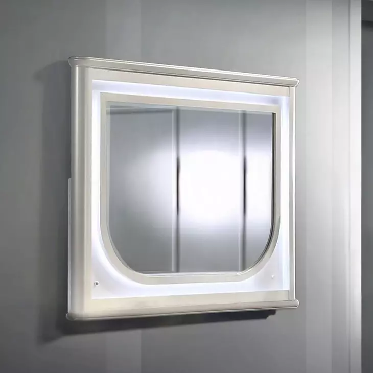 Laveda Pearl White Rectangular Dresser Mirror with LED