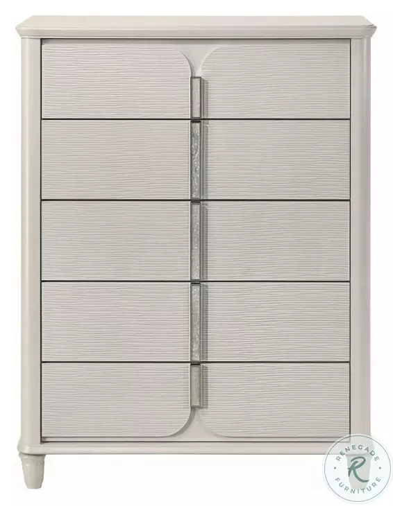 Laveda Pearl White 5 Drawer Chest