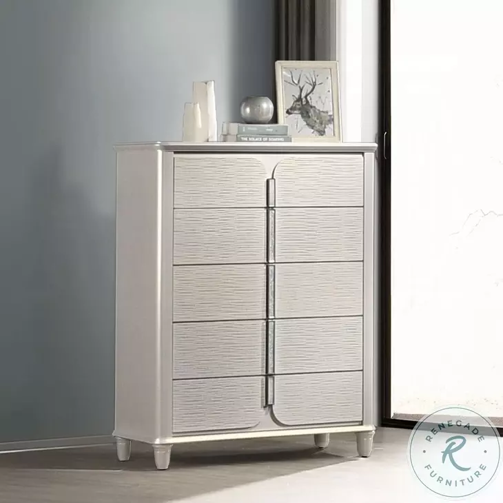 Laveda Pearl White 5 Drawer Chest