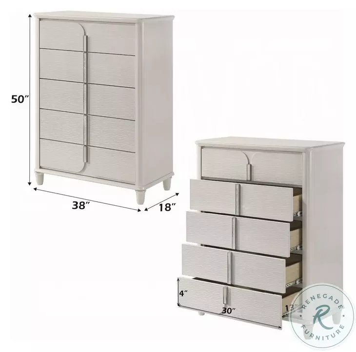 Laveda Pearl White 5 Drawer Chest
