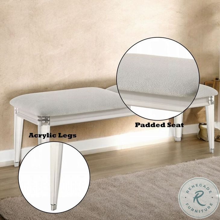 Laveda Light Gray Boucle and Pearl White Upholstered Bedroom Set