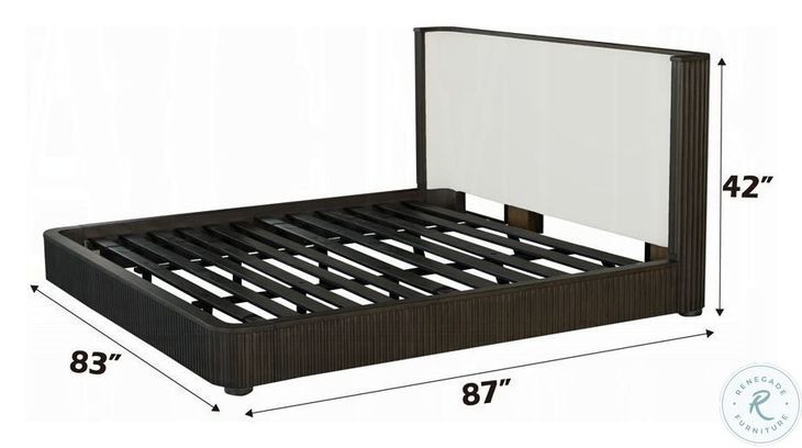 Clayten Fabric and Espresso Eastern King Upholstered Bed