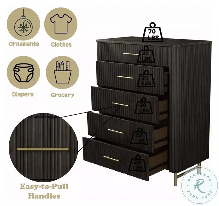 Clayten Espresso 5 Drawer Chest