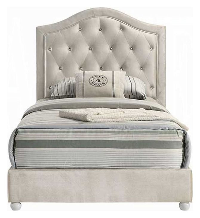 Reggie Beige Full Upholstered Panel Bed
