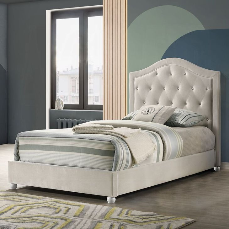 Reggie Beige Full Upholstered Panel Bed