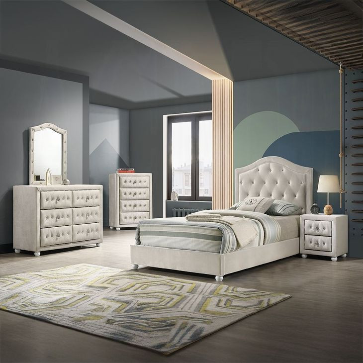 Reggie Beige Youth Upholstered Panel Bedroom Set