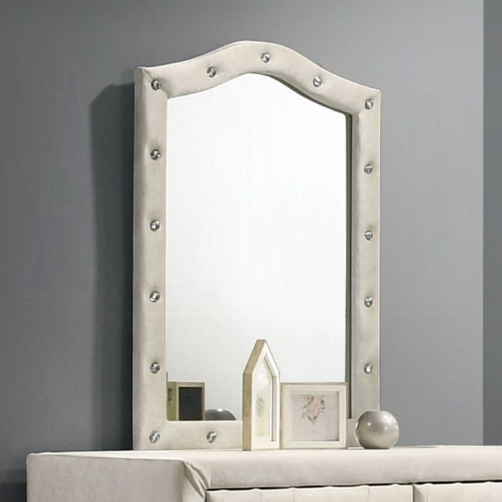 Reggie Beige Upholstered Arched Dresser Mirror