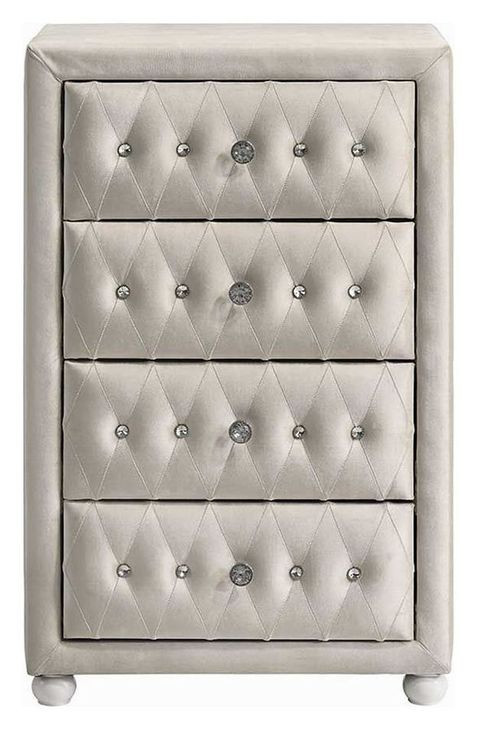 Reggie Beige Upholstered 4 Drawer Chest