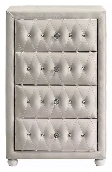 Reggie Beige Upholstered 4 Drawer Chest