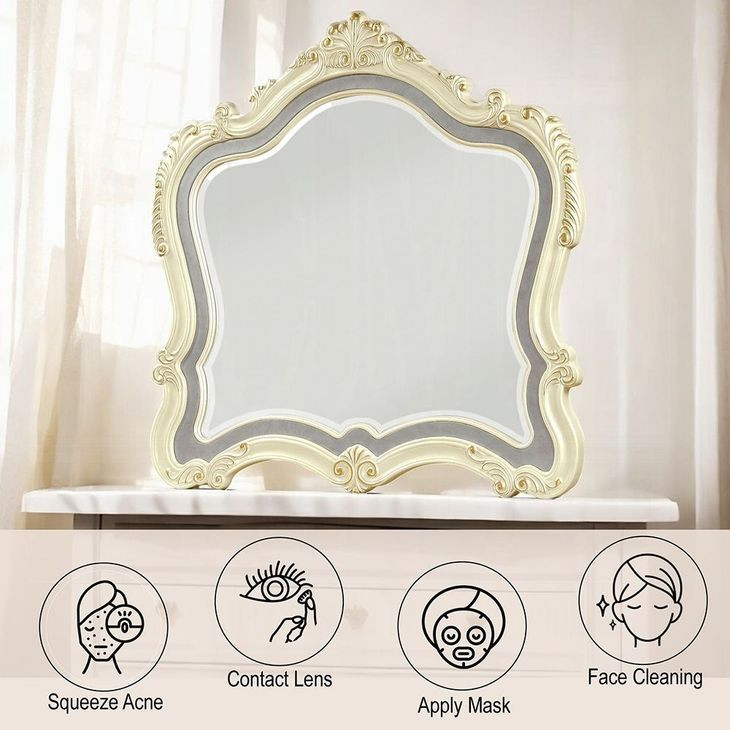 Chantelle Pearl White Arched Dresser Mirror