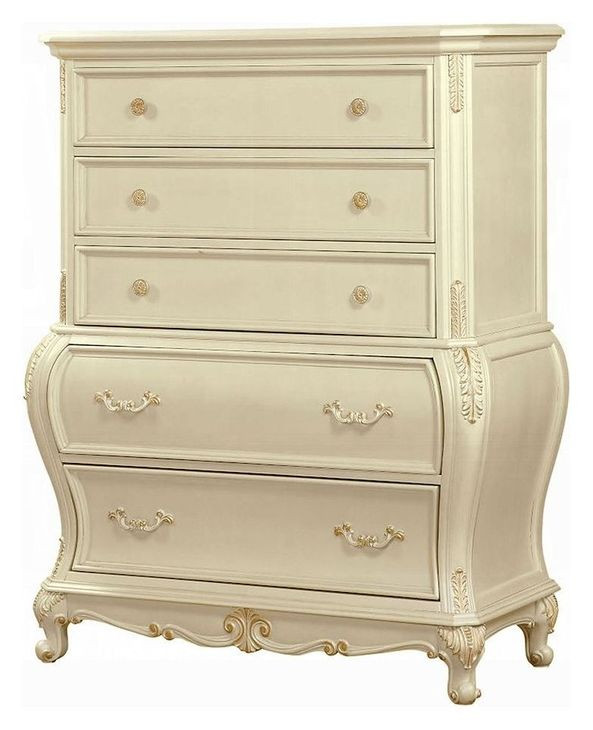 Chantelle Pearl White 5 Drawer Chest