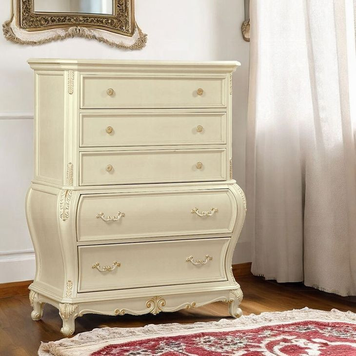 Chantelle Pearl White 5 Drawer Chest