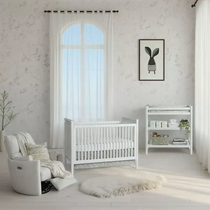 Modern Nursery White Convertible Crib