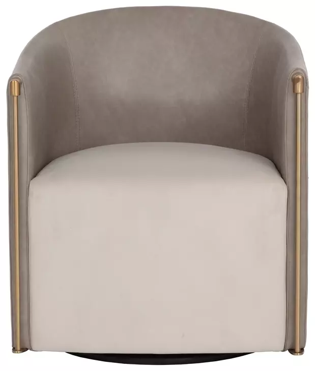 Aria Meg Taupe and Ivanhoe Mineral Upholstered Swivel Lounge Chair