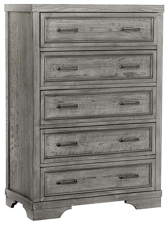 Foundry Brushed Pewter 5 Drawer Chest