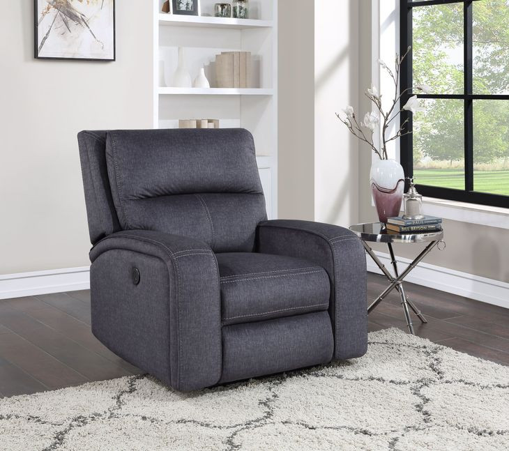 Lovell Gray Power Reclining Chair with USB Charging