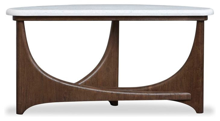 Elowen Vale Turkish Coffee and White Demilune Marble Top Sofa Table