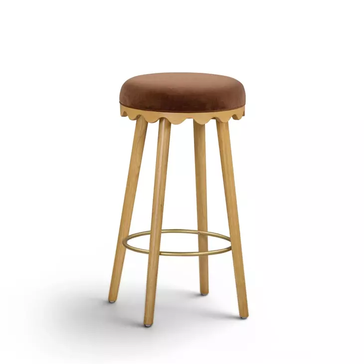 Oodle Bronze Performance Vegan Mohair Upholstered Bar Stool