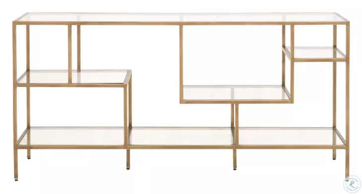 Beakman Brass And Clear Glass Low Bookcase