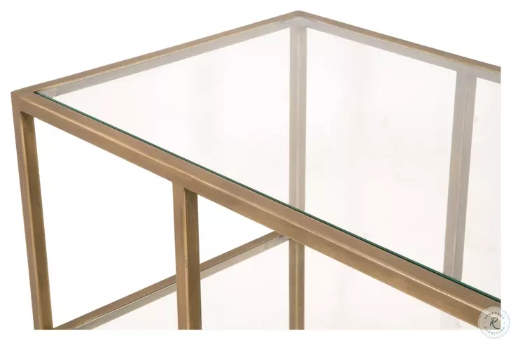 Beakman Brass And Clear Glass Low Bookcase